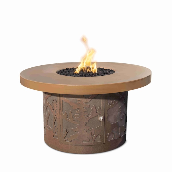 The Outdoor Plus 46 Round Outback Fire Pit, 110V Electronic Ignition, Metallic Pearl Concrete Top, Liq. Propane - OPT-OBRCR46EKIT-MPR-JAV-LP