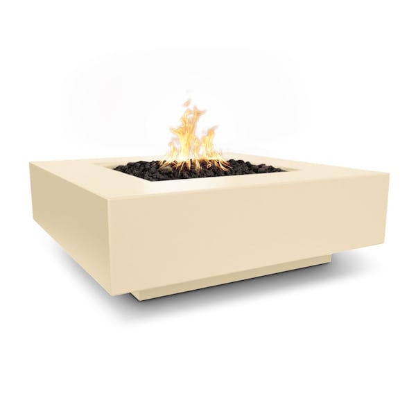 The Outdoor Plus 48 Square Cabo Fire Pit - GFRC Concrete - Vanilla - Spark Ignition with Flame Sense - Natural Gas - OPT-CBSQ48FSEN-VAN-NG
