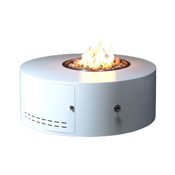 The Outdoor Plus 60 Round Isla Fire Pit - Powder Coated Metal - Match Lit - Liquid Propane - OPT-IFPPC60-BWC-LP