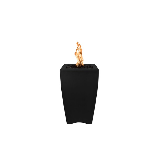 The Outdoor Plus 20 Square Baston Fire Pillar - GFRC Concrete - Black - Match Lit - Natural Gas - OPT-BSTON20AD-BLK-NG