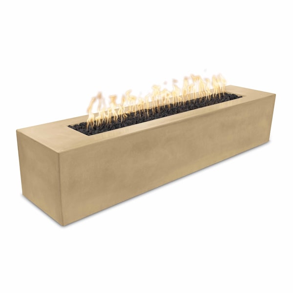 The Outdoor Plus 72 Rectangular Carmen Fire Pit, GFRC Concrete, Brown, Spark Ignition with Flame Sense, Liquid Propane - OPT-CRM7216FSEN-BRN-LP