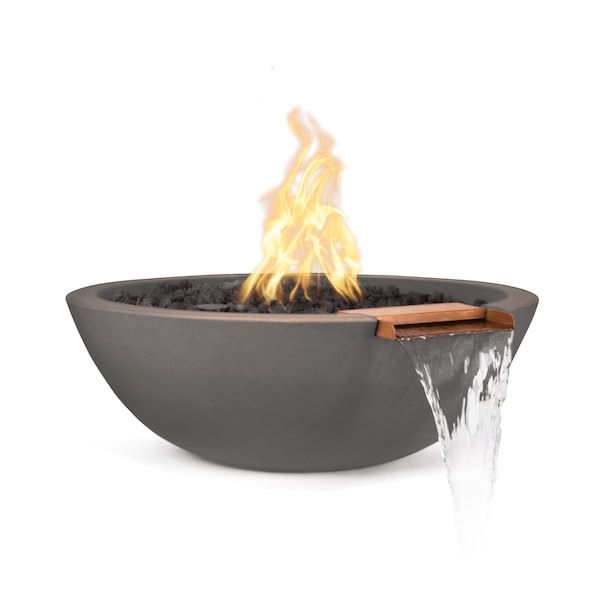 The Outdoor Plus 33 Round Sedona Fire, Water Bowl, GFRC Concrete, Chestnut, Liquid Propane - OPT-33RFWE12V-CST-LP
