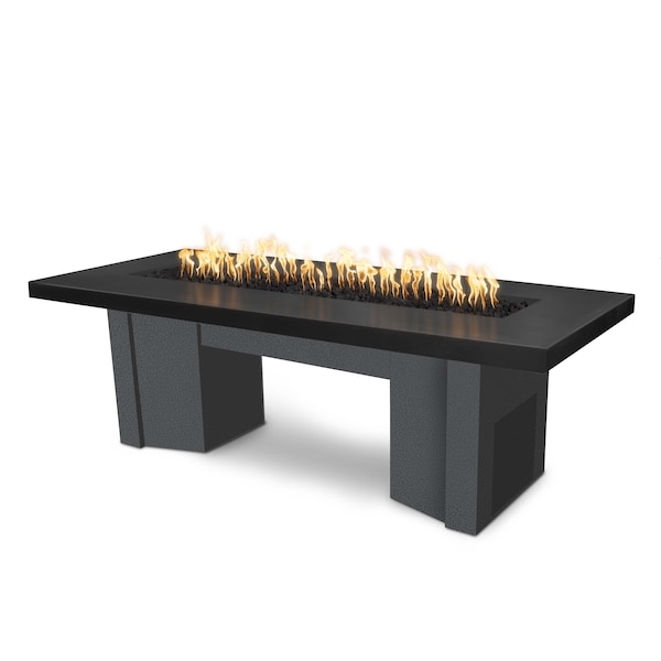 The Outdoor Plus 78 Alameda Fire Table Smooth Concrete, 12V Electronic Ignition, Black Concrete Top, Liquid Propane - OPT-ALMGFRC78E12V-BLK-SLV-LP