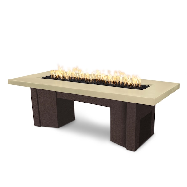 The Outdoor Plus 60 Alameda Fire Table Smooth Concrete, 12V Electronic Ignition, Vanilla Concrete Top, Liquid Propane - OPT-ALMGFRC60E12V-VAN-CPV-LP