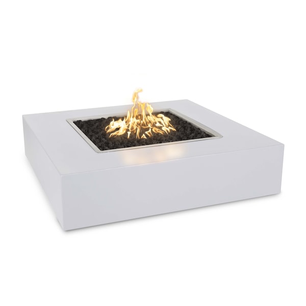 The Outdoor Plus 42 Square Quad Fire Pit, Powder Coated Metal, Pewter, Plug & Play Electronic Ignition, Liquid Propane - OPT-QDPC42EKIT-PEW-LP