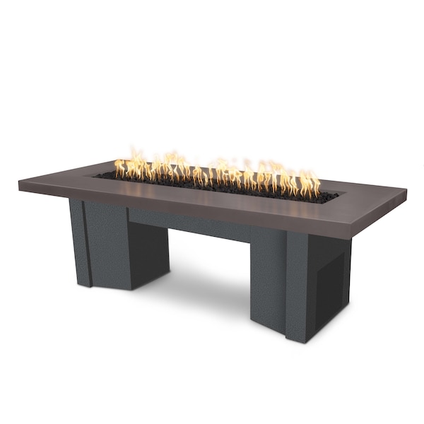 The Outdoor Plus 78 Alameda Fire Table Smooth Concrete, 12V Electronic Ignition, Chestnut Concrete Top, Liquid Propane - OPT-ALMGFRC78E12V-CST-SLV-LP