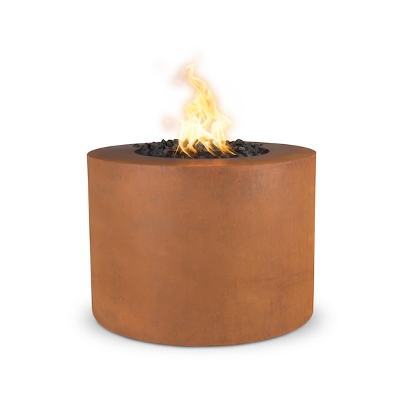 The Outdoor Plus 42 Round Beverly Fire Pit - Corten Steel - Match Lit with Flame Sense - Natural Gas - OPT-42RRCSFSML-NG