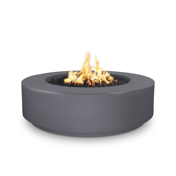 The Outdoor Plus 42 Round Florence Fire Pit - GFRC Concrete - Gray - Match Lit with Flame Sense - Liquid Propane - OPT-FL4224FSML-GRY-LP