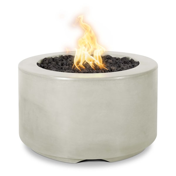 The Outdoor Plus 32 Round Florence Fire Pit - GFRC Concrete - Ash - Match Lit - Natural Gas - OPT-FL3218-ASH-NG