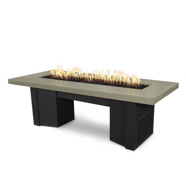 The Outdoor Plus 60 Alameda Fire Table Smooth Concrete, 110V Play Electronic Ignition, Ash Concrete Top, Natural Gas - OPT-ALMGFRC60EKIT-ASH-BLK-NG