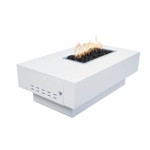 The Outdoor Plus 96 Rectangular San Juan Fire Pit - Powder Coated Metal - White - Match Lit - Liquid Propane - OPT-SANJPC96-WHT-LP