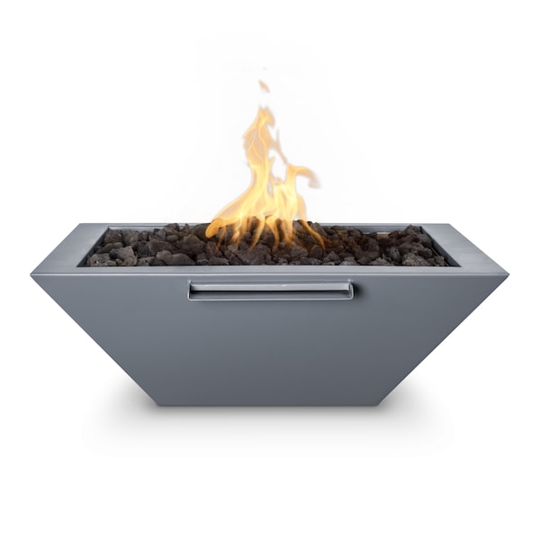 The Outdoor Plus 24 Square Maya Fire, Water Bowl, Powder Coated Metal, Gray, Low Voltage Electronic Ignition, Natural Gas - OPT-24SQPCFWE12V-GRY-NG