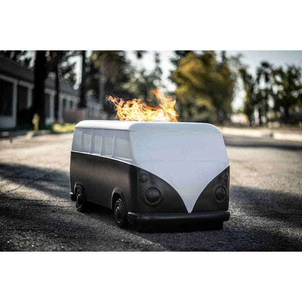 The Outdoor Plus 48 Rectangular Classic Bus Fire Pit - GFRC Concrete - Match Lit - Natural Gas - OPT-BUS4824-BWC-NG