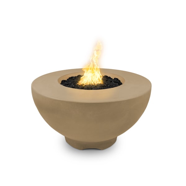 The Outdoor Plus 37 Round Sienna Fire Pit - GFRC Concrete - Brown - Match Lit - Natural Gas - OPT-RF37-BRN-NG