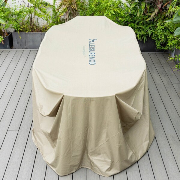 Leisuremod Chelsea Rectangular Outdoor Rain Cover for 87in Patio Dining Table and Chairs Set, Brown - CC87RC