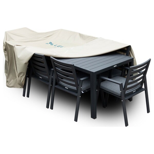 Leisuremod Chelsea Rectangular Outdoor Rain Cover for 87in Patio Dining Table and Chairs Set, Brown - CC87RC