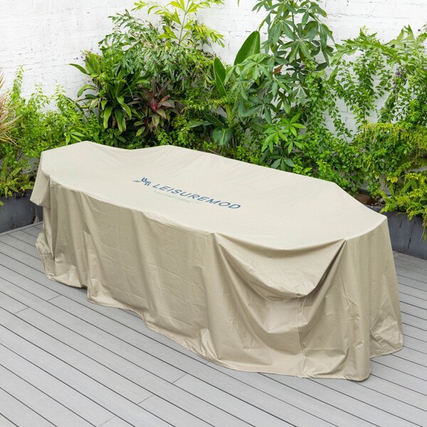 Leisuremod Chelsea Rectangular Outdoor Rain Cover for 87in Patio Dining Table and Chairs Set, Brown - CC87RC
