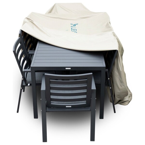 Leisuremod Chelsea Rectangular Outdoor Rain Cover for 87in Patio Dining Table and Chairs Set, Brown - CC87RC
