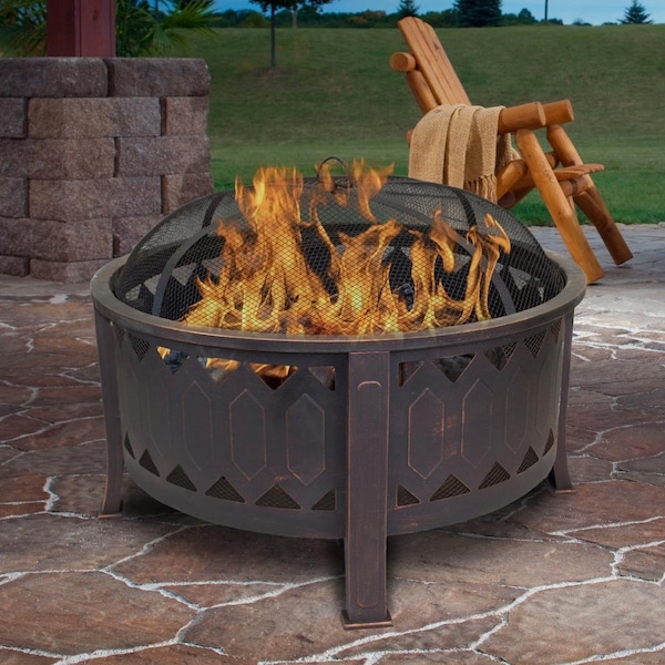 Cerrar 24 x 29.75 x 29.75 in. Outdoor Leisure Products Round Fire Pit, Oil Rubbed Bronze - CE2520554