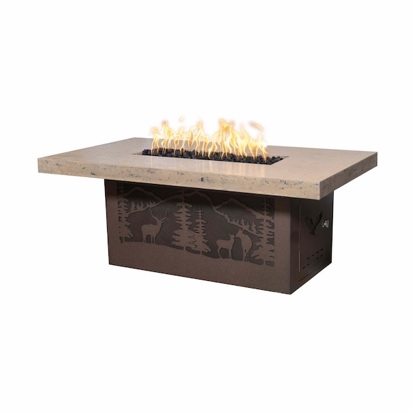 The Outdoor Plus 60x36 Rectangle Outback Fire Pit, 110V Elect. Ignition, Metallic Slate Concrete Top, Liq. Propane - OPT-OBDC6036PCEKIT-MSL-BLK-LP