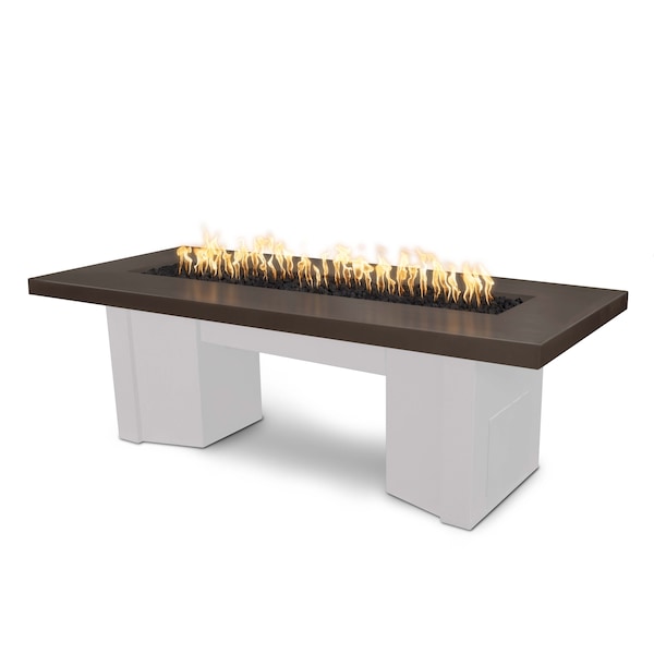 The Outdoor Plus 78 Alameda Fire Table Smooth Concrete, 12V Electronic Ignition, Chocolate Concrete Top, Natural Gas - OPT-ALMGFRC78E12V-CHC-WHT-NG