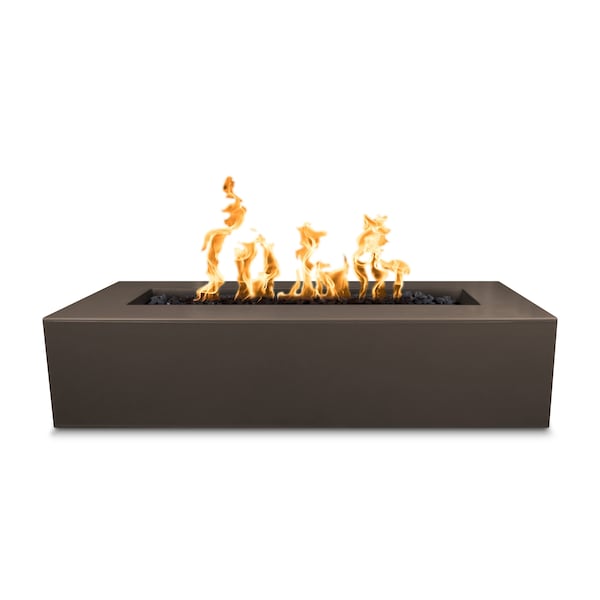 The Outdoor Plus 60 Rectangular Regal Fire Pit, GFRC Concrete, Chocolate, Plug & Play Electronic Ignition, Natural Gas - OPT-RGL60EKIT-CHC-NG