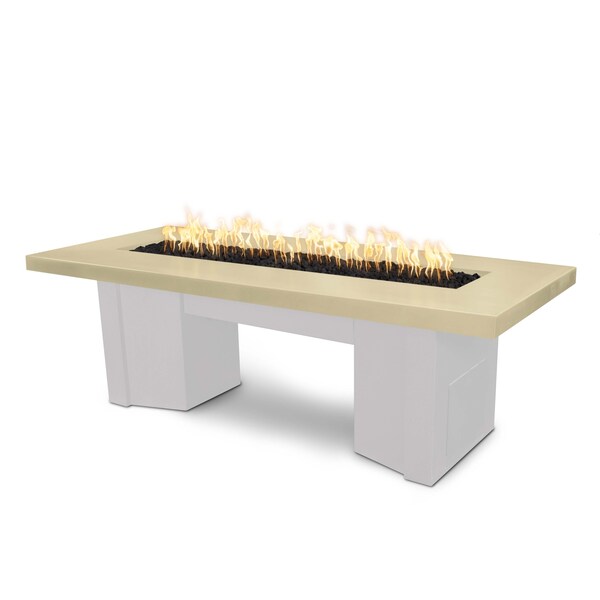 The Outdoor Plus 60 Alameda Fire Table Smooth Concrete, Match Lit, Vanilla Concrete Top, Liquid Propane - OPT-ALMGFRC60-VAN-WHT-LP