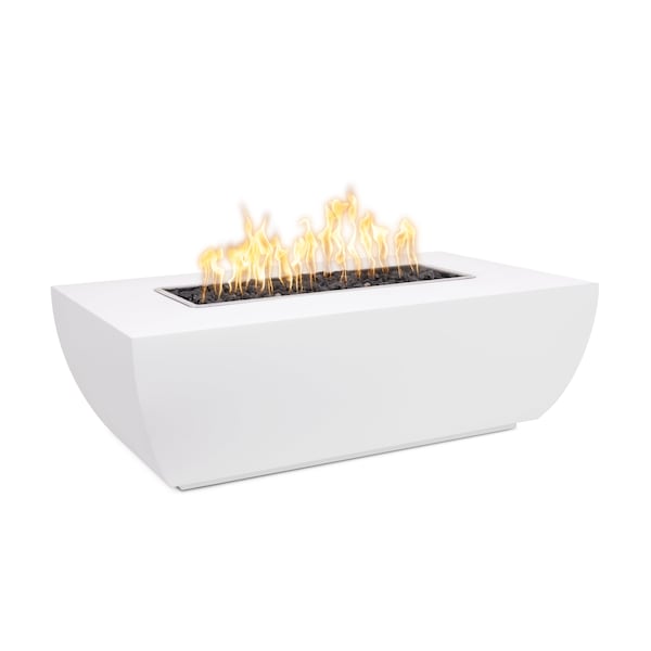 The Outdoor Plus 48 Rectangular Avalon Fire Pit - Powder Coated Metal - White - Match Lit - Natural Gas - OPT-AVLPC4815-WHT-NG