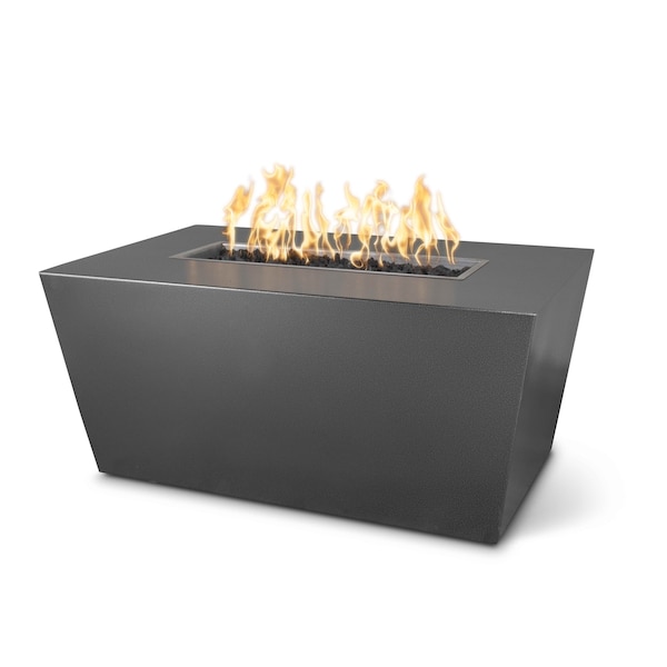 The Outdoor Plus 48 Rectangular Mesa Fire Pit, Powder Coated Metal, Silver Vein, Play Electronic Ignition, Liq. Propane - OPT-PCTT4824EKIT-SLV-LP