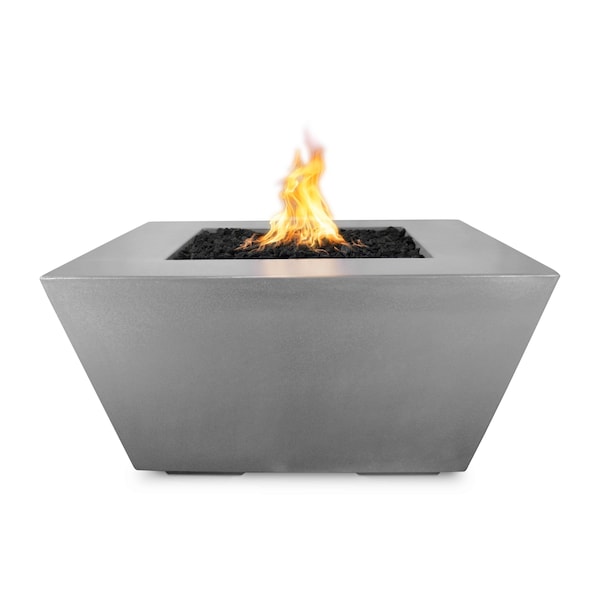 The Outdoor Plus 50 Square Redan Fire Pit - GFRC Concrete - Natural Gray - Match Lit with Flame Sense - Natural Gas - OPT-RDN50FSML-NGY-NG