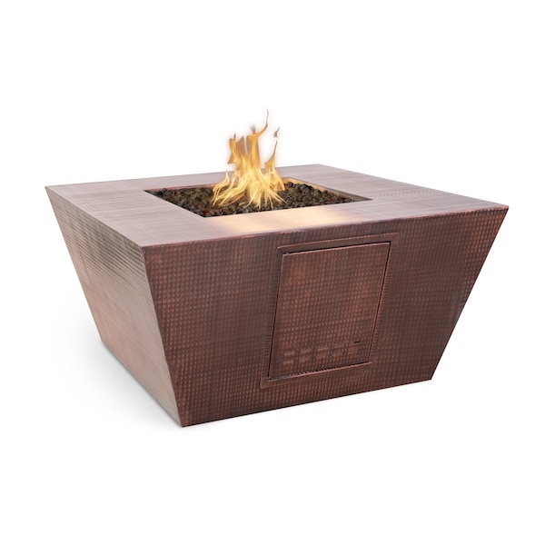 The Outdoor Plus 36 Square Redan Fire Pit - Copper - Spark Ignition with Flame Sense - Liquid Propane - OPT-SQ36CPMFSEN-LP