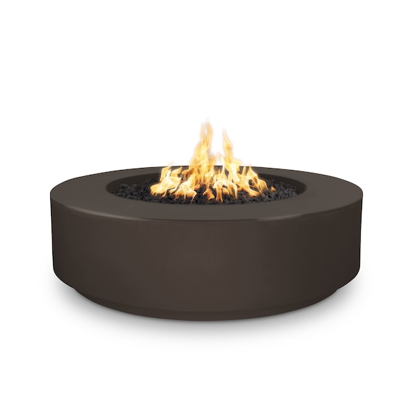 The Outdoor Plus 42 Round Florence Fire Pit, GFRC Concrete, Chocolate, Plug & Play Electronic Ignition, Natural Gas - OPT-FL4224EKIT-CHC-NG