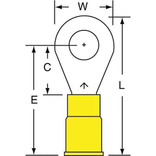 Terminal de anillo de vinilo de 12-10 AWG con espiga de 1/4" PK500 - MVU10-14R/SK