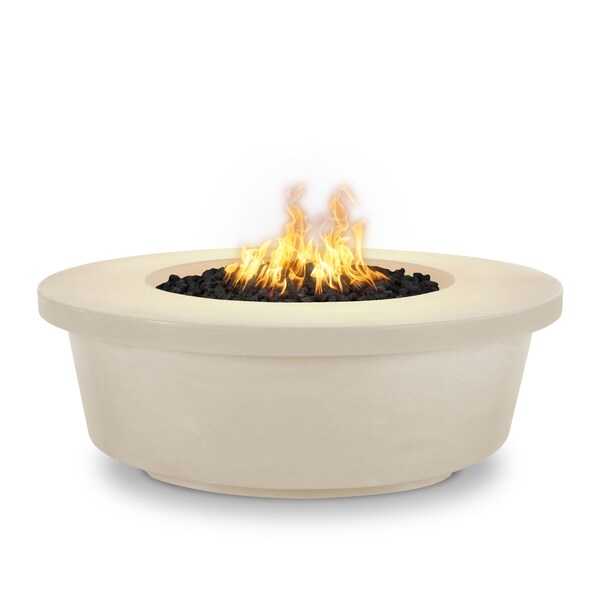 The Outdoor Plus 48 Round Tempe Fire Pit - GFRC Concrete - Vanilla - Match Lit with Flame Sense - Liquid Propane - OPT-TEM48FSML-VAN-LP