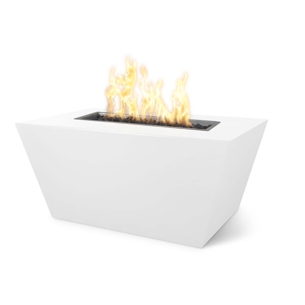 The Outdoor Plus 48 Rectangular Mesa Fire Pit - Powder Coated Metal - White - Match Lit - Liquid Propane - OPT-PCTT4824-WHT-LP