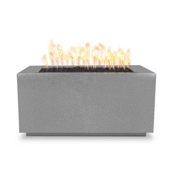 The Outdoor Plus 72 Rectangular Pismo Fire Pit, Powder Coated Metal, Silver Vein, Play Electronic Ignition, Liq. Propane - OPT-R7224PCREKIT-SLV-LP