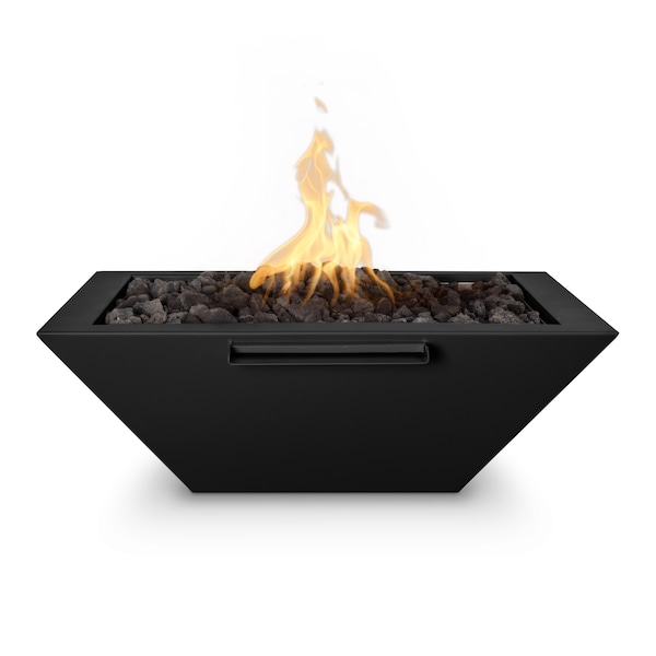 The Outdoor Plus 30 Square Maya Fire, Water Bowl, Powder Coated Metal, Black, Liquid Propane - OPT-30SQPCFWE12V-BLK-LP