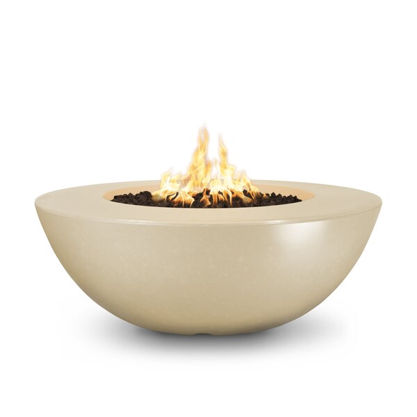 The Outdoor Plus 48 Round Sedona Fire Pit - GFRC Concrete - Vanilla - Plug & Play Electronic Ignition - Natural Gas - OPT-SEDWL48EKIT-VAN-NG