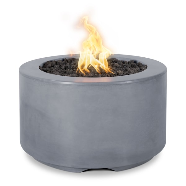 The Outdoor Plus 32 Round Florence Fire Pit - GFRC Concrete - Gray - Match Lit - Natural Gas - OPT-FL3218-GRY-NG