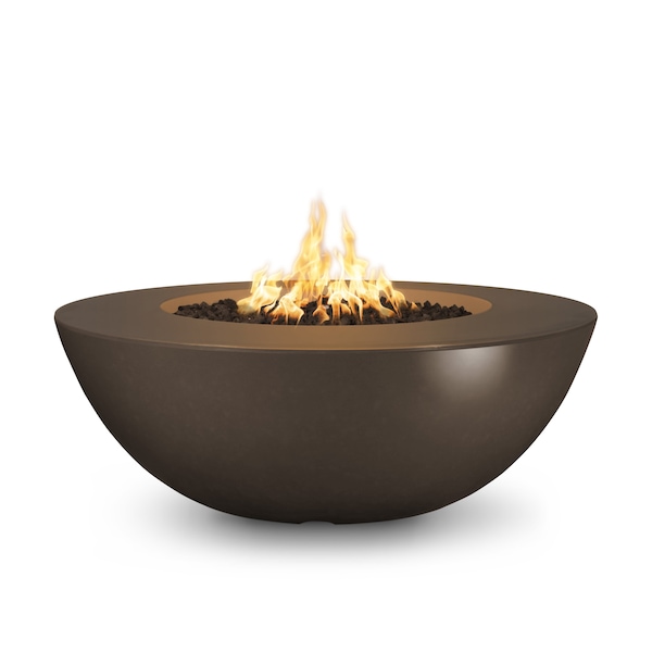 The Outdoor Plus 60 Round Sedona Fire Pit - GFRC Concrete - Chocolate - Match Lit - Natural Gas - OPT-SEDWL60-CHC-NG