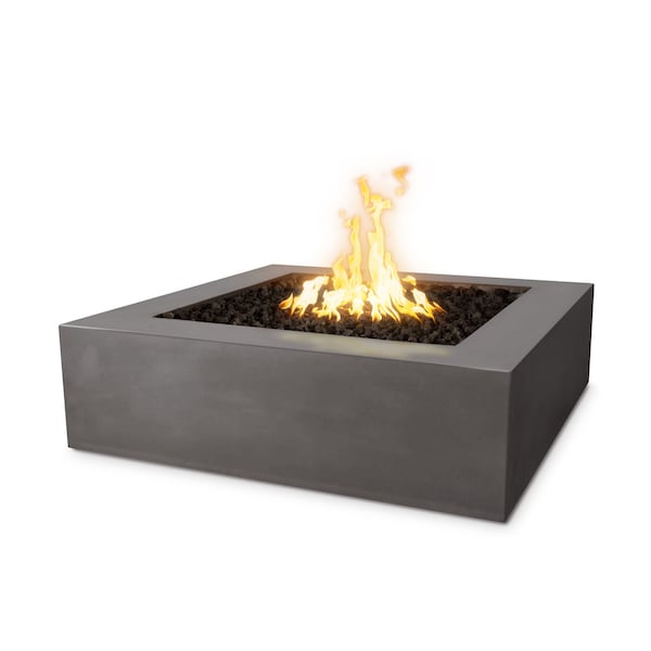 The Outdoor Plus 42 Square Quad Fire Pit - GFRC Concrete - Chestnut - Low Voltage Electronic Ignition - Natural Gas - OPT-QD42E12V-CST-NG