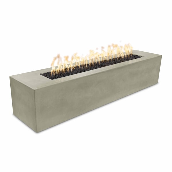 The Outdoor Plus 72 Rectangular Carmen Fire Pit, GFRC Concrete, Ash, Spark Ignition with Flame Sense, Liquid Propane - OPT-CRM7216FSEN-ASH-LP