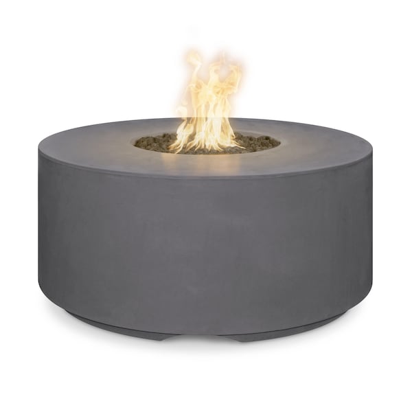 The Outdoor Plus 46 Round Florence Fire Pit - GFRC Concrete - Chestnut - Match Lit with Flame Sense - Natural Gas - OPT-FL4620FSML-CST-NG