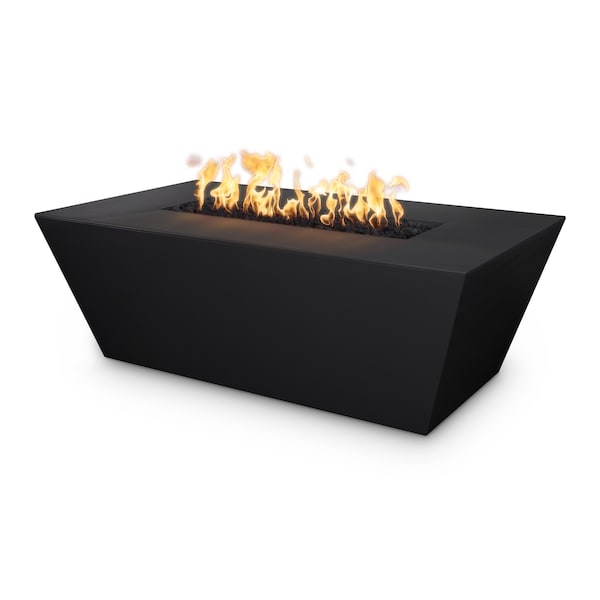 The Outdoor Plus 60 Rectangular Angelus Fire Pit, GFRC Concrete, Black, Plug & Play Electronic Ignition, Natural Gas - OPT-AGLGF60EKIT-BLK-NG