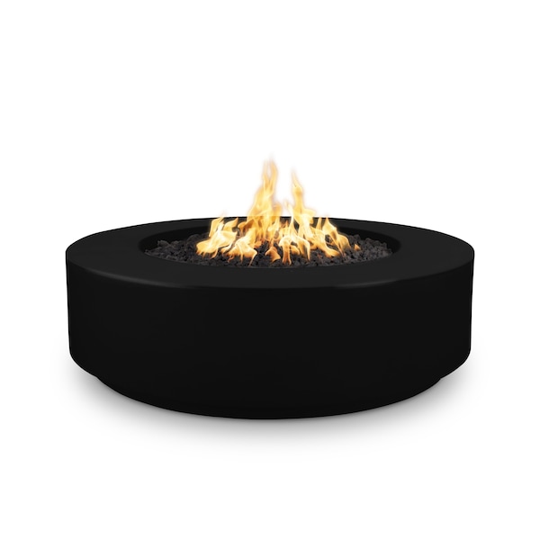 The Outdoor Plus 42 Round Florence Fire Pit - GFRC Concrete - Black - Match Lit - Natural Gas - OPT-FL42-BLK-NG