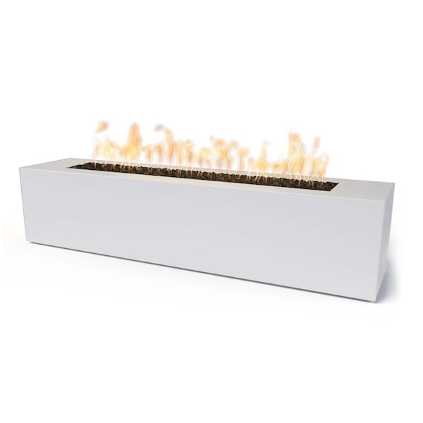 The Outdoor Plus 72 Rectangular Carmen Fire Pit, Powder Coated Metal, White, Plug, Play Electronic Ignition, Natural Gas - OPT-CRMPC7216EKIT-WHT-NG