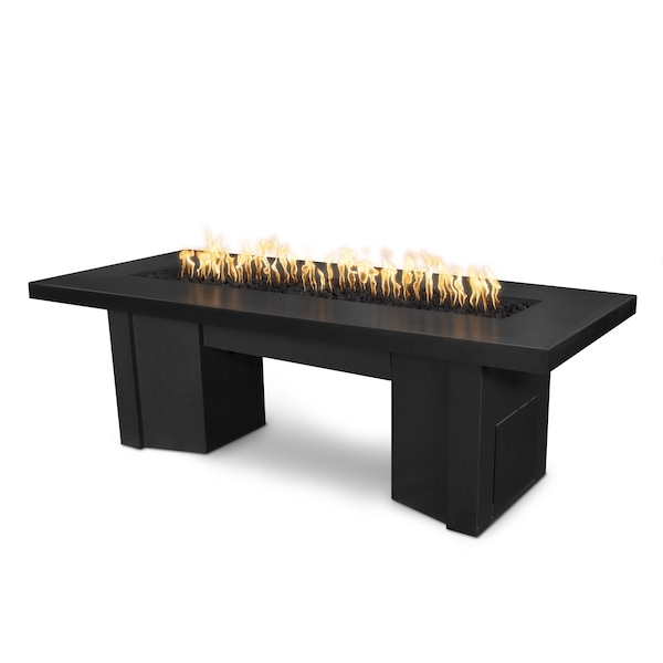 The Outdoor Plus 78 Alameda Fire Table Smooth Concrete, Black Concrete Top, Black Powder Coat Base, Liquid Propane - OPT-ALMGFRC78FSEN-BLK-BLK-LP