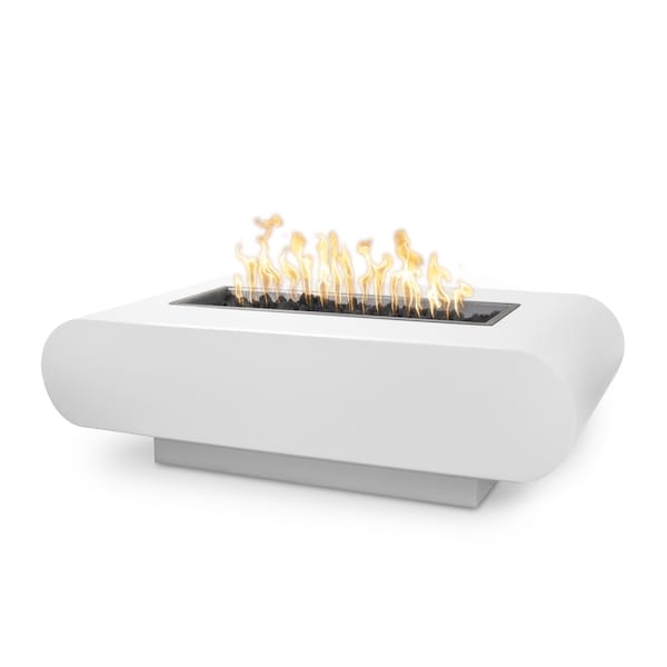 The Outdoor Plus 48 Rectangular La Jolla Fire Pit, Powder Coated Metal, White, Play Electronic Ignition, Liquid Propane - OPT-LAJPC48EKIT-WHT-LP