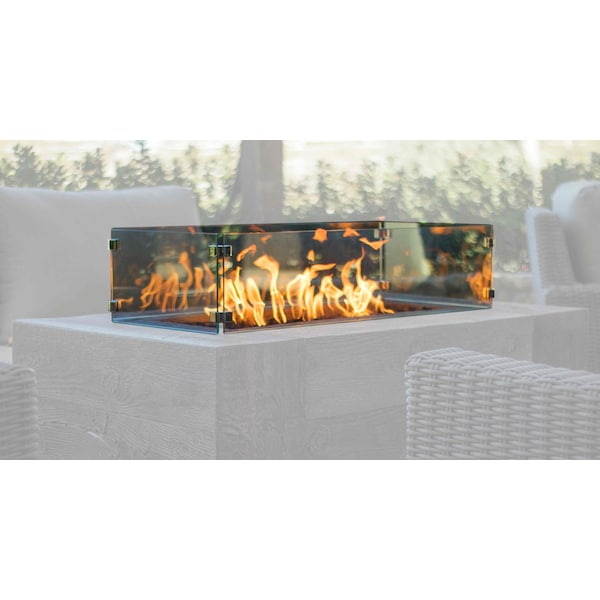 The Outdoor Plus 45 x 23 x 8 Rectangular Glass Wind Guard  - Tempered Glass with Polished Edges - OPT-WG-4523