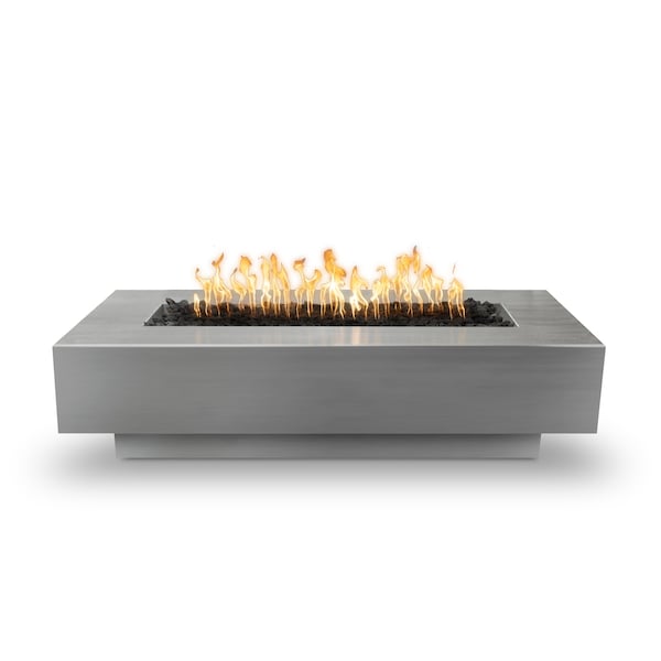 The Outdoor Plus 108 Rectangular Coronado Fire Pit - Stainless Steel - Match Lit with Flame Sense - Liquid Propane - OPT-CORSS108FSML-LP